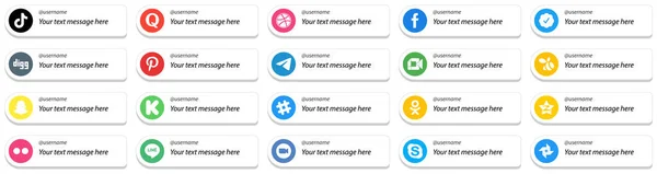 Follow Social Media Icons Customizable Message Google Meet Messenger Facebook — Stockvektor