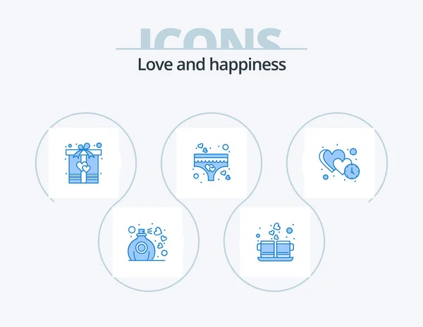 Love Blue Icon Pack Icon Design Clock Panties Hot Love — Archivo Imágenes Vectoriales