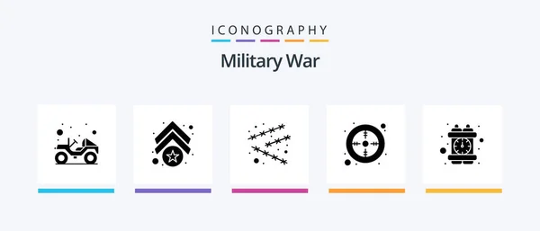Military War Glyph Icon Pack Including Investigation Sight Border Point — Stockvector