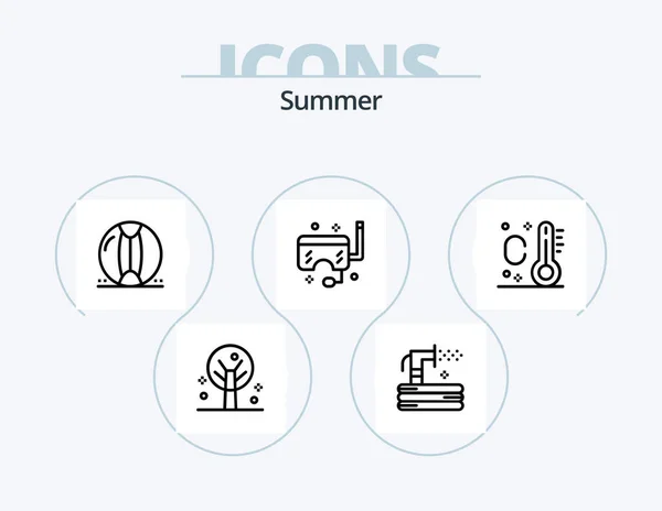 Summer Line Icon Pack Icon Design Snorkel Ocean Dessert Mask — Stock vektor