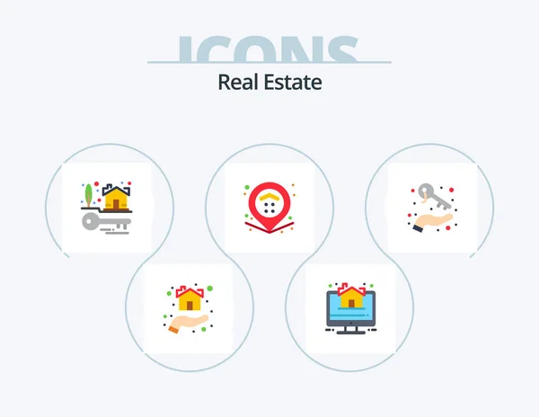Real Estate Flat Icon Pack Icon Design Growing Property Real — Stock Vector