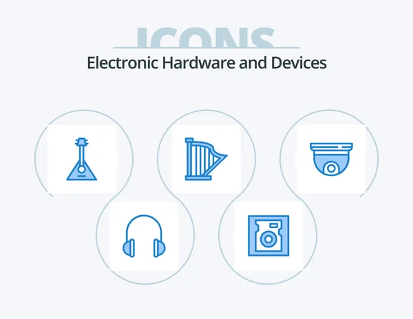 Devices Blue Icon Pack Icon Design Sound Instrument Audio Harp — Archivo Imágenes Vectoriales