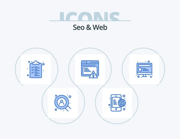 Seo Web Blue Icon Pack Icon Design Webpage Seo List — Vettoriale Stock