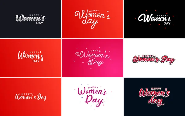 Набор Открыток Международный Женский День Логотипом — стоковый вектор