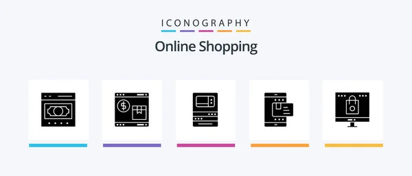 Online Shopping Glyph Icon Pack Including Payment Ecommerce Shopping Withdraw — Stockvector