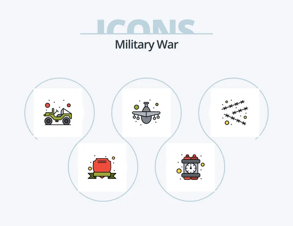 Military War Line Filled Icon Pack Icon Design Bomb War — Stockvektor