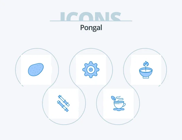 Pongal Blue Icon Pack Icon Design Ligh Festival Diwali Deepam — Vetor de Stock