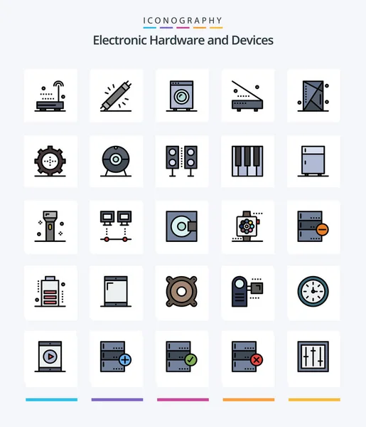 Creative Devices Line Filled Icon Pack Technology Gadget Hardware Devices — Stok Vektör
