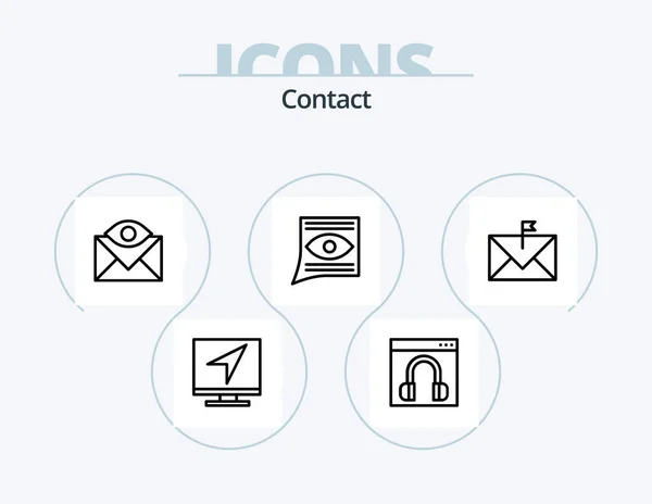 Contact Line Icon Pack Icon Design Contact Call Email Online — 图库矢量图片