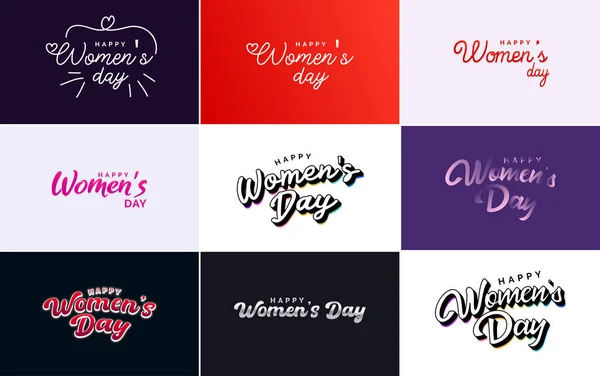 Abstract Happy Women Day Logo Love Vector Design Pink Red — Vetor de Stock