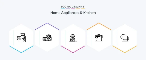 Home Appliances Kitchen Line Icon Pack Including Kitchen Weight Machine — Stockvektor