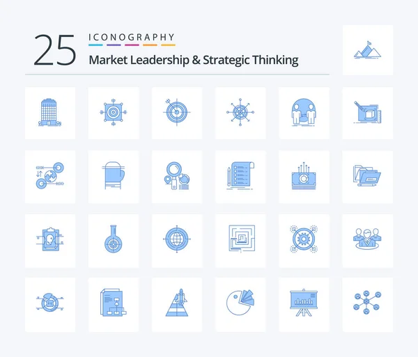 Market Leadership Strategic Thinking Blue Color Icon Pack Including Line — Archivo Imágenes Vectoriales