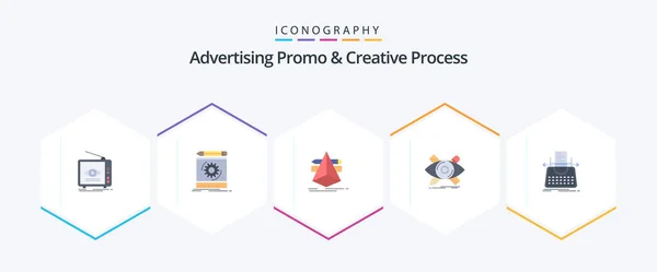 Advertising Promo Creative Process Flat Icon Pack Including Illustration Design — Stock Vector