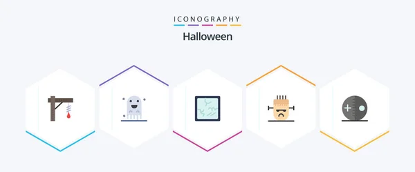 Halloween Flat Icon Pack Including Doll Mask Scary Halloween Frankenstein — Stockový vektor
