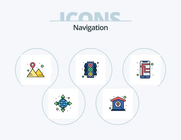Navigation Line Filled Icon Pack Icon Design Map Gps Location — 图库矢量图片