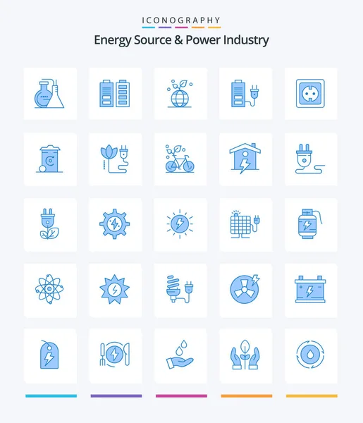 Творческий Источник Энергии Энергетическая Отрасль Синий Значок Пакет Таких Энергия — стоковый вектор