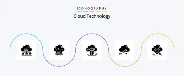 Cloud Technology Glyph Icon Pack Including Data Share Ecommerece Data — Stock Vector