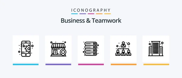 Business Teamwork Line Icon Pack Including Zoom Search Search Scan — Vector de stock
