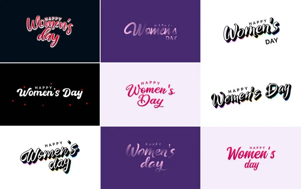 Abstract Happy Women Day Logo Love Vector Design Pink Red — Stockvector