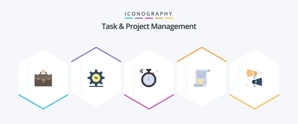 Task Project Management Flat Icon Pack Including Sound Direction Loud — Διανυσματικό Αρχείο