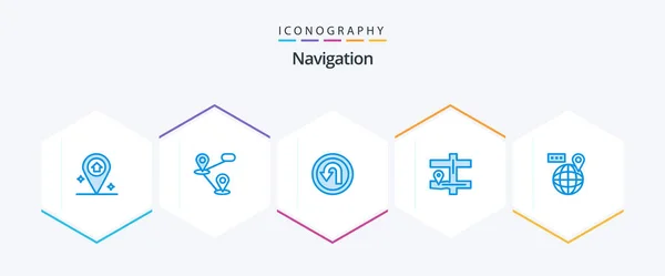 Navigation Blue Icon Pack Including Navigation Navigation Map Pin — Stock Vector