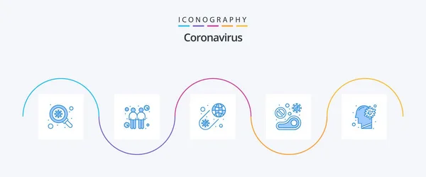 Coronavirus Blue Icon Pack Including Steak Worldwide Meat Virus — Stok Vektör