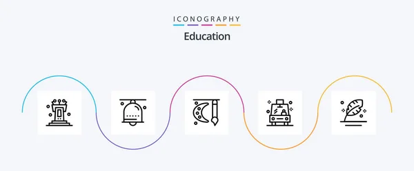 Education Line Icon Pack Including School Transport Ring Shuttle Painting — 图库矢量图片