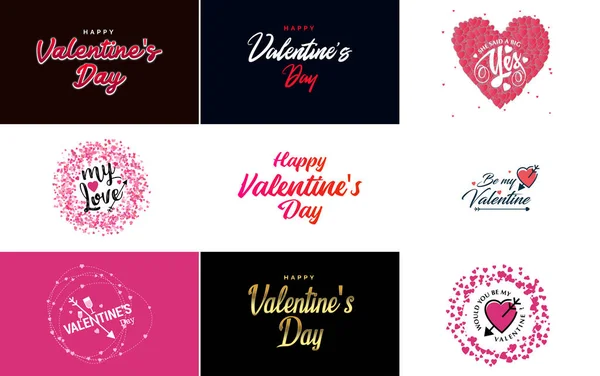 Happy Valentine's Day typography poster with handwritten calligraphy text. isolated on white background vector illustration