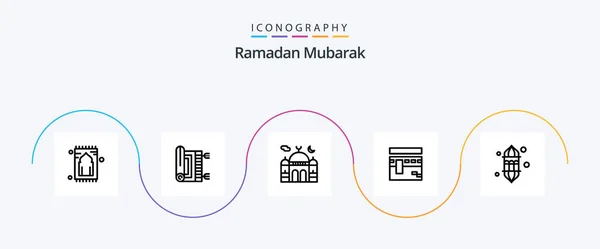 Ramadan Line Icon Pack Including Ramadan Lantern Moon Religion Pray — Image vectorielle