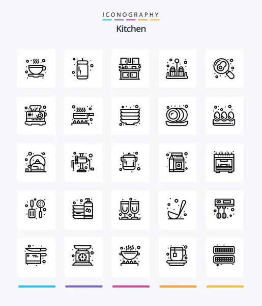 Creative Kitchen Outline Icon Pack Egg Kitchen Eat Cooking Salt — Stock Vector