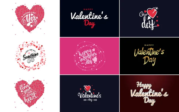 Happy Valentine Day Typography Poster Handwritten Calligraphy Text Isolated White — Vettoriale Stock
