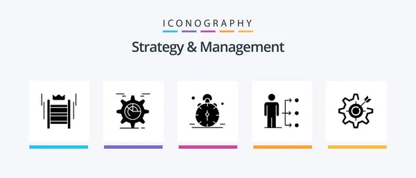 Strategy Management Glyph Icon Pack Including Network Connect Chart Alert — Vettoriale Stock