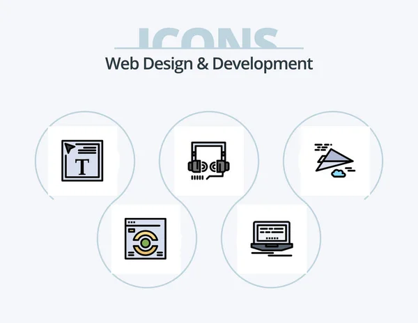 Web Design Development Line Filled Icon Pack Icon Design Design — Stock vektor