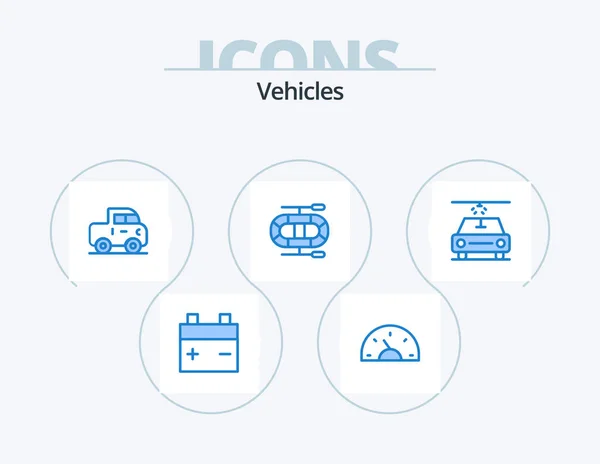 Vehicles Blue Icon Pack Icon Design Car Wash Dinghy — 图库矢量图片