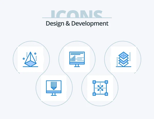 Design Development Blue Icon Pack Icon Design Development Coding Programing — Stockvector