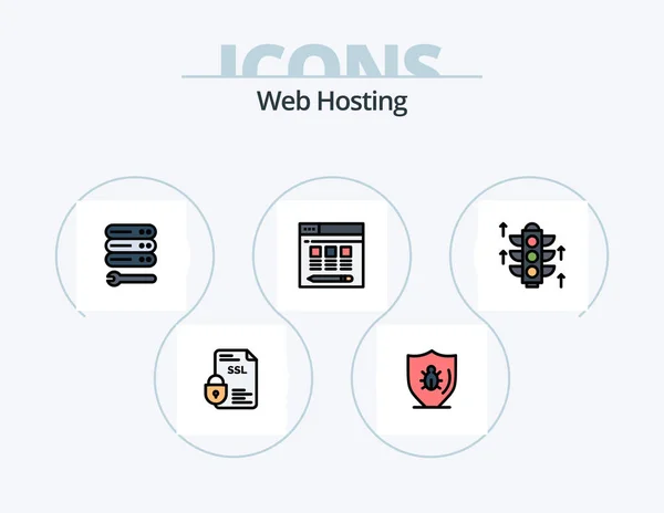 Web Hosting Linia Umplut Icon Pack Icon Design Sistem Antivirus — Vector de stoc