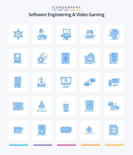 Creative Software Engineering Video Gaming Blue Icon Pack Reality Human — Διανυσματικό Αρχείο