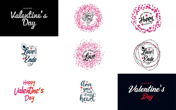 Happy Valentine Day Typography Poster Handwritten Calligraphy Text Isolated White — Wektor stockowy