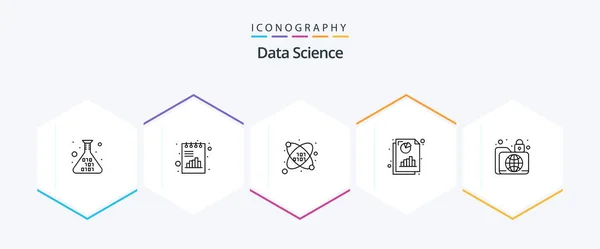 Data Science Line Icon Pack Including Folder Graph Chart Document — Wektor stockowy