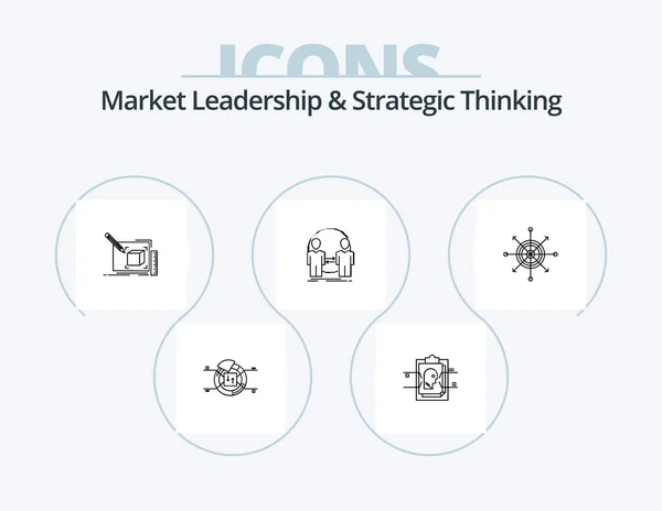 Market Leadership Strategic Thinking Line Icon Pack Icon Design Pertinent — Stok Vektör