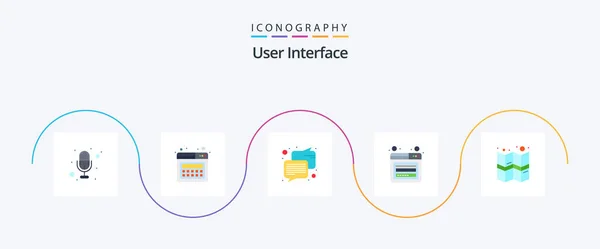 User Interface Flat Icon Pack Including Map Message Location Web — Stok Vektör