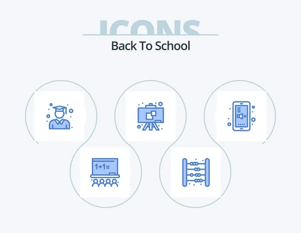 Back School Blue Icon Pack Icon Design Education School Math — Stockvektor