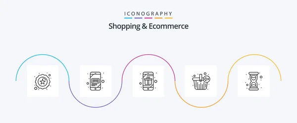 Shopping Ecommerce Line Icon Pack Including Glass Shopping Concept Basket — Stockový vektor
