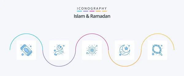 Islam Ramadan Blue Icon Pack Including Islamic Moon Muslim Muslim — 图库矢量图片