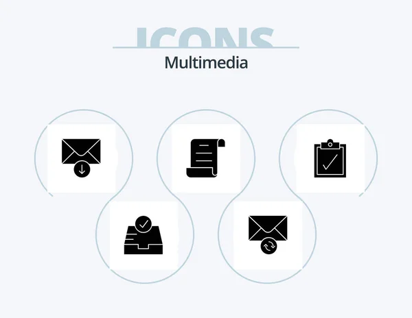 Multimedia Glyph Icon Pack Icon Design Send Complete — Stockový vektor