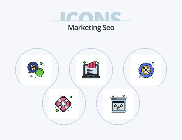 Marketing Seo Line Filled Icon Pack Icon Design Right Direction — 图库矢量图片
