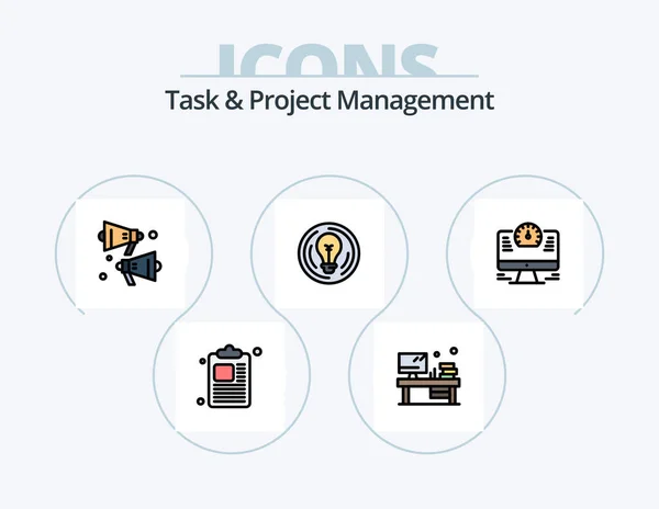 Task Project Management Line Filled Icon Pack Icon Design Dollar — Vetor de Stock