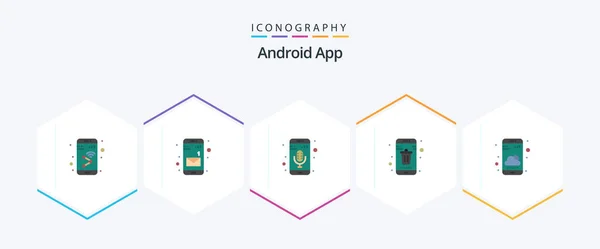 Android App Flat Icon Pack Including Phone Mobile Mobile App — Stockvektor