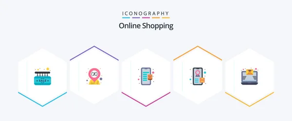 Online Shopping Flat Icon Pack Including Mail Bag Email Tracking — 图库矢量图片