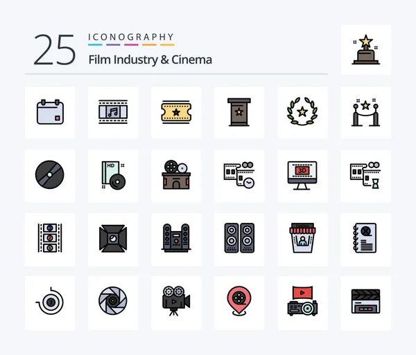 Cenima Line Filled Icon Pack Including Stare Cinema Cinema Tickets — Stockvector